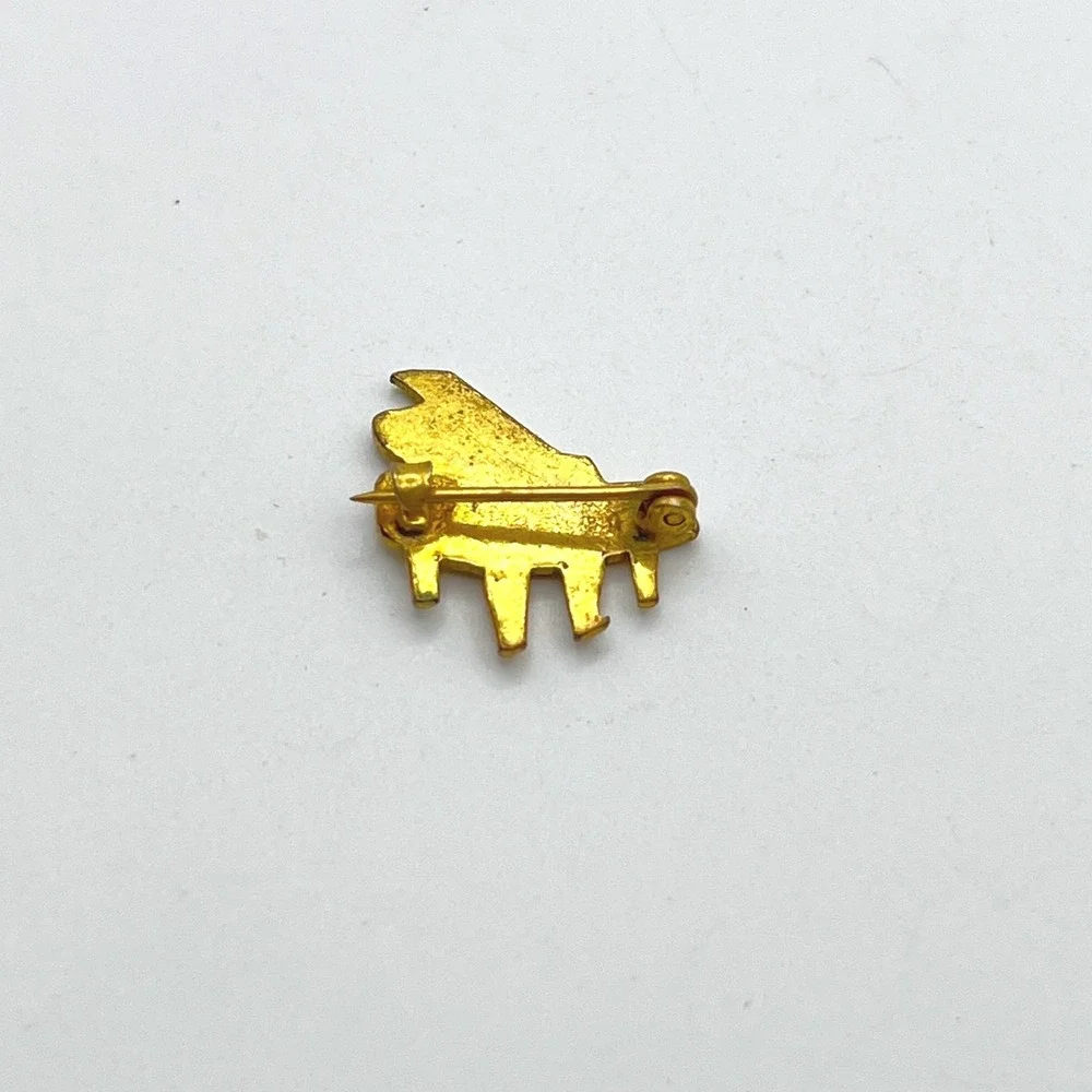 Vintage Gold Tone Grand Piano Brooch Musical Instrument‎ Lapel Pin Miniature